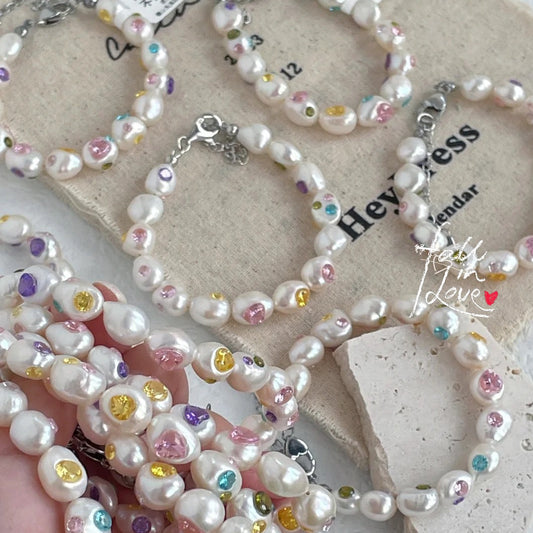 a天然珍珠镶嵌手链Natural pearl inlaid bracelet